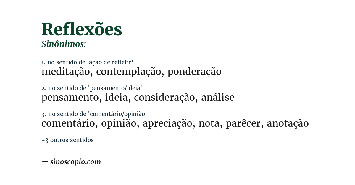 Sinônimo de reflexões