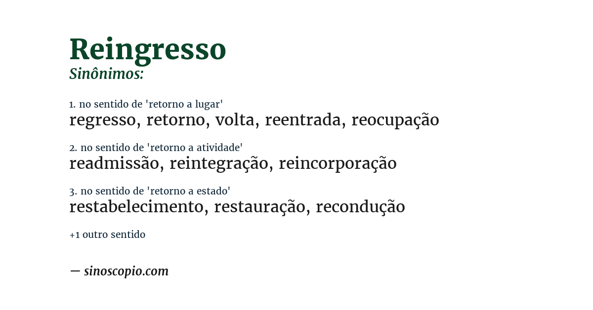 Sinônimo de reingresso