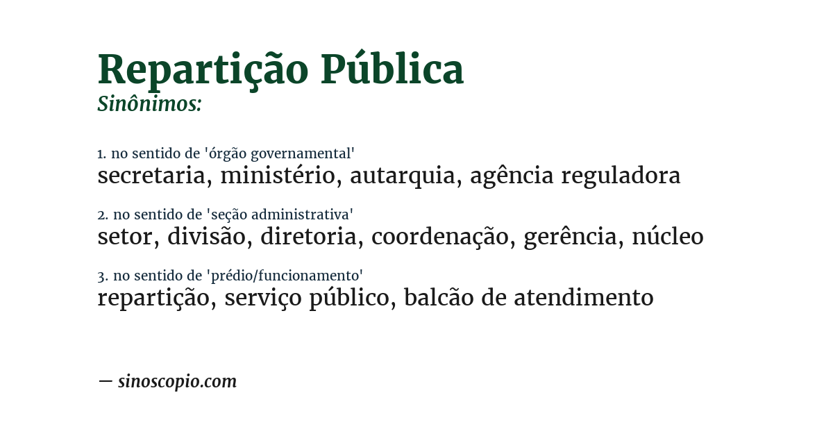 Sinônimo de repartição pública
