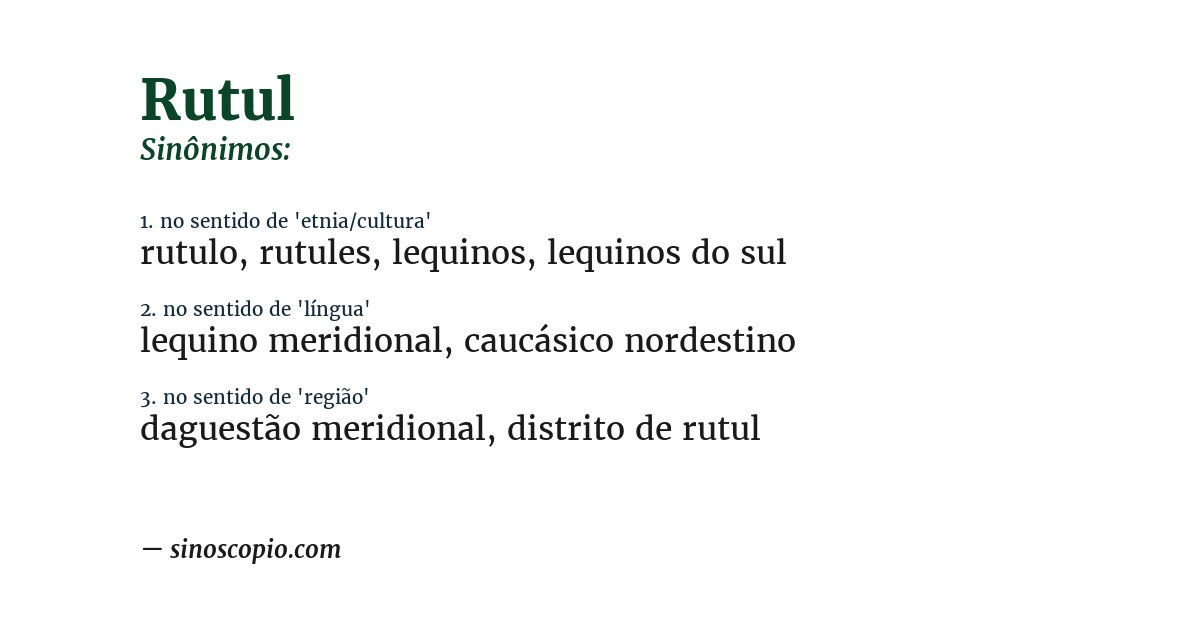 Sinônimo de rutul