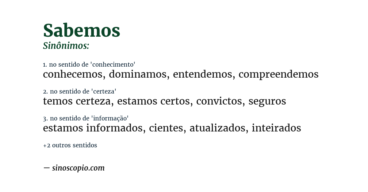 Sinônimo de sabemos