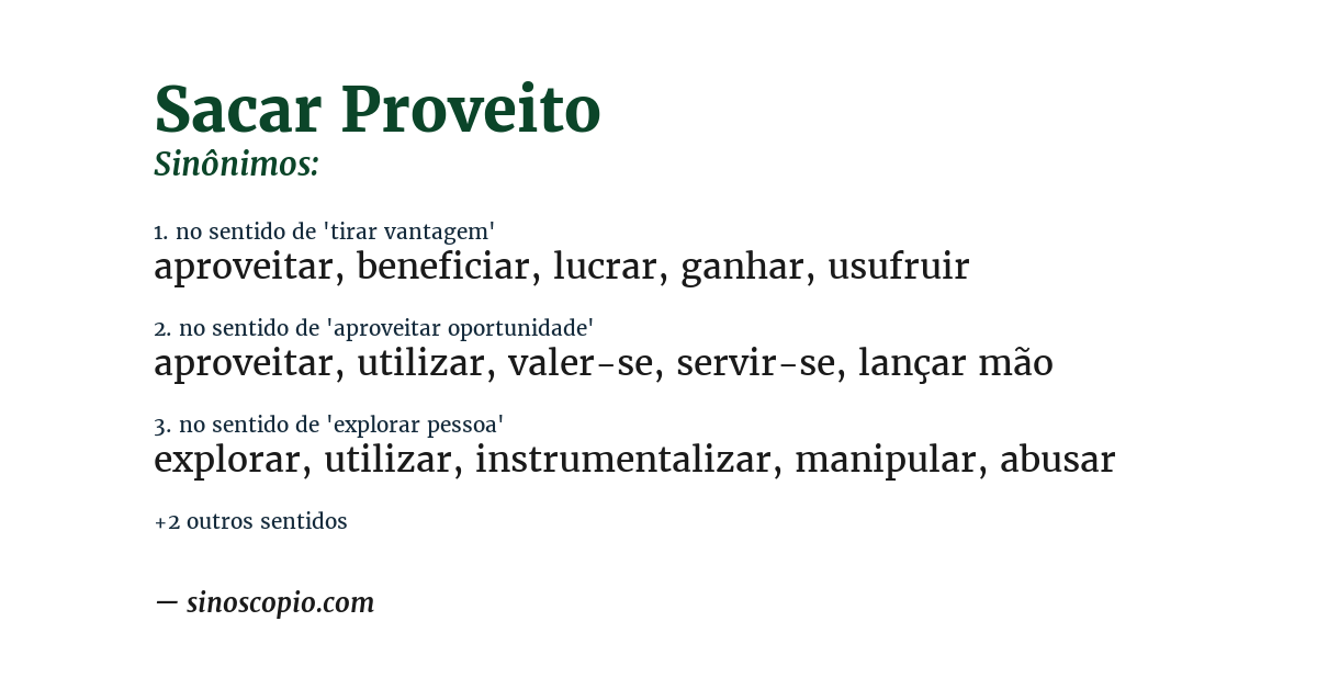 Sinônimo de sacar proveito