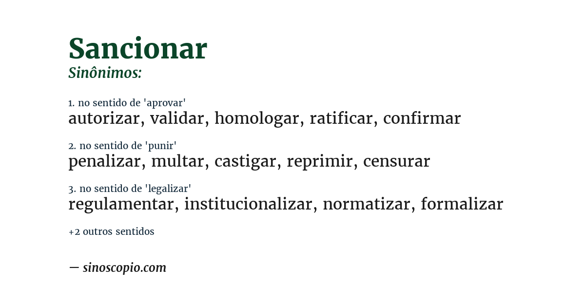 Sinônimo de sancionar