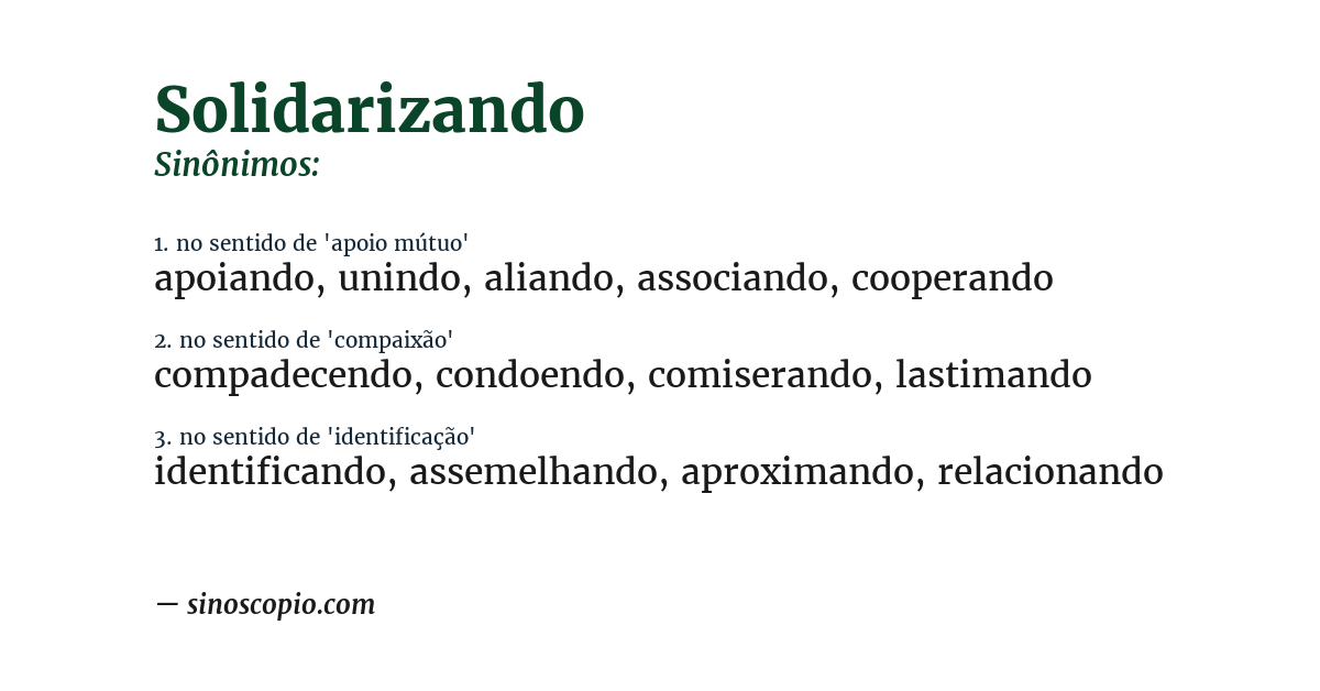 Sinônimo de solidarizando