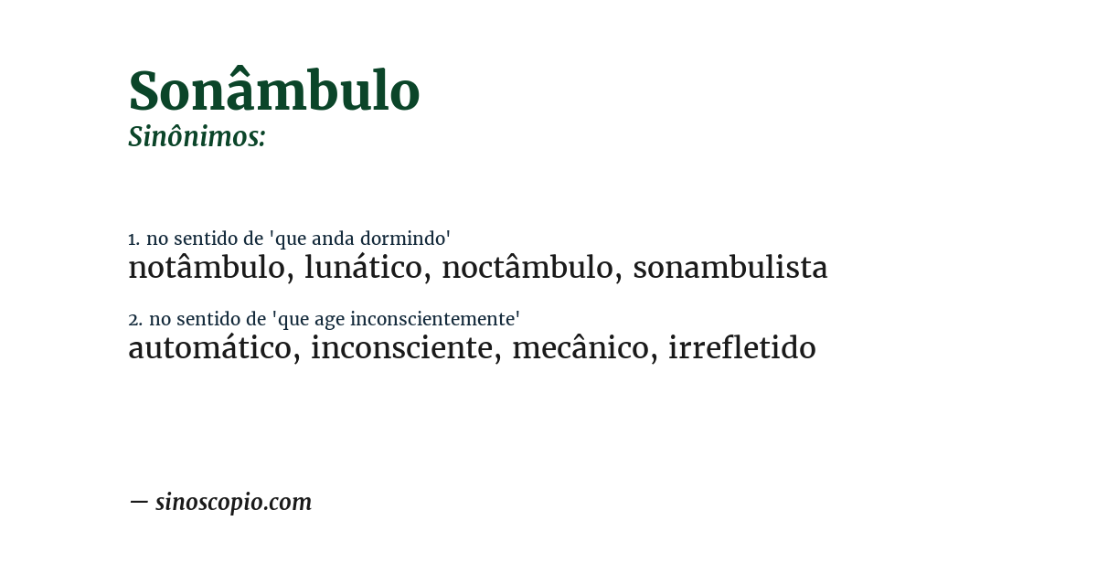 Sinônimo de sonâmbulo
