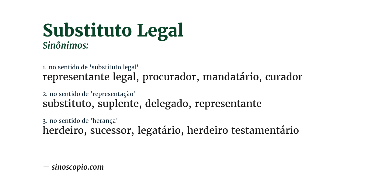 Sinônimo de substituto legal