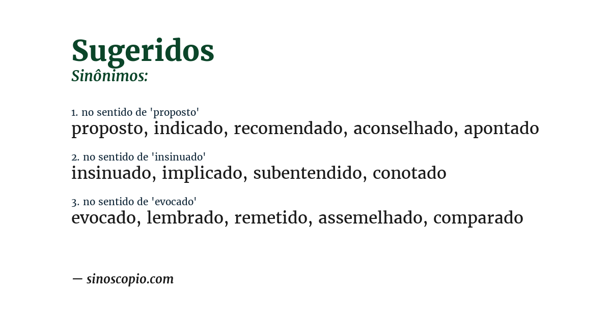 Sinônimo de sugeridos