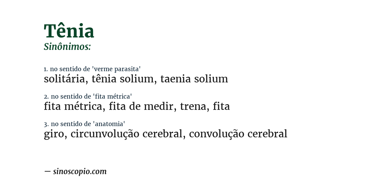 Sinônimo de tênia