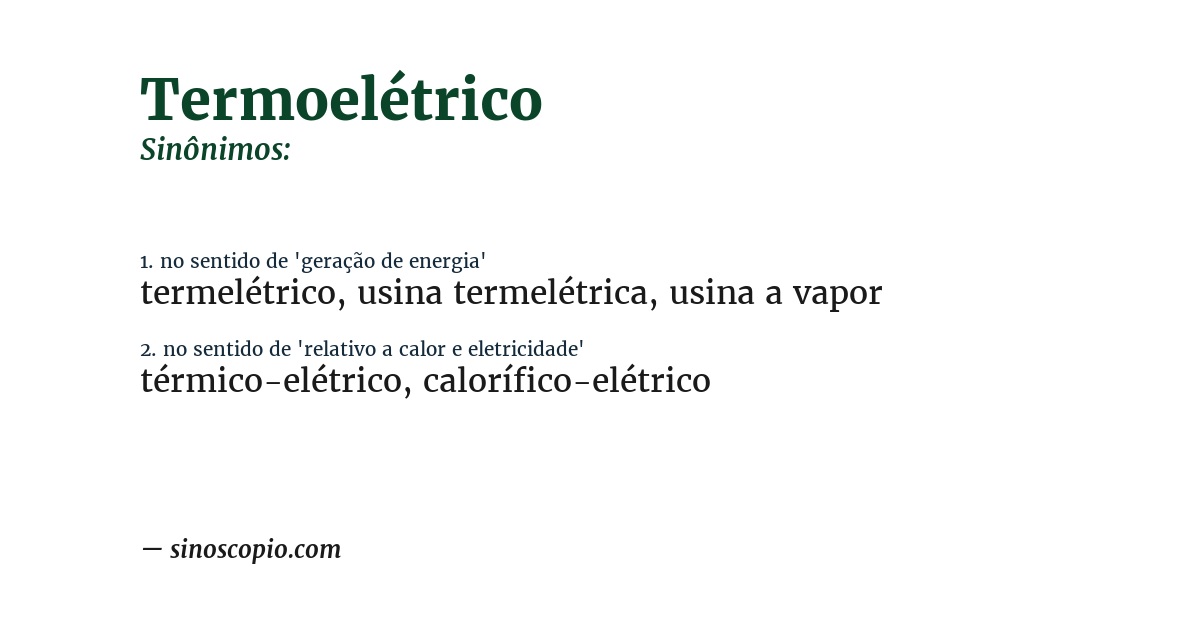 Sinônimo de termoelétrico