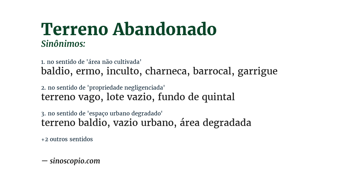 Sinônimo de terreno abandonado