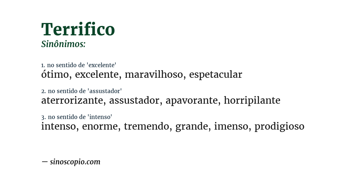 Sinônimo de terrifico