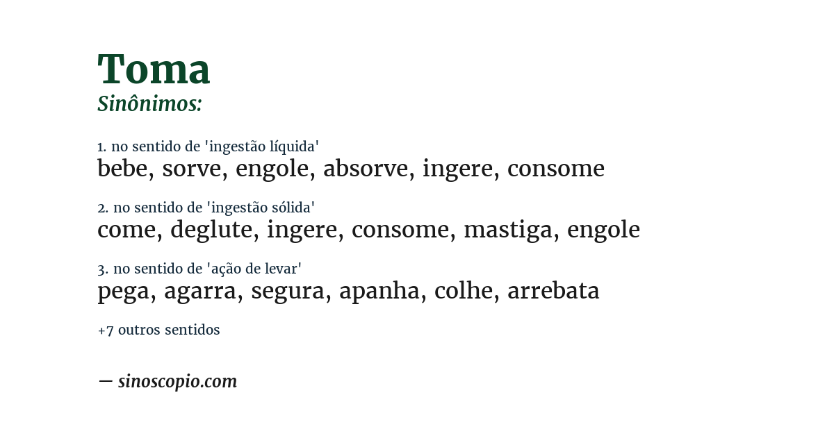 Sinônimo de toma