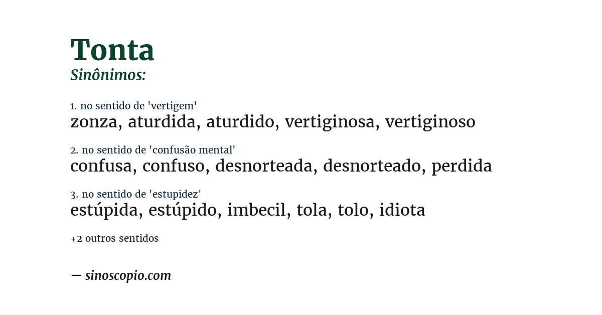 Sinônimo de tonta