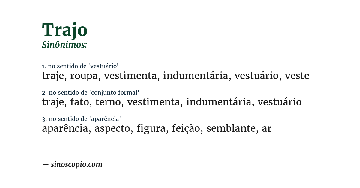 Sinônimo de trajo