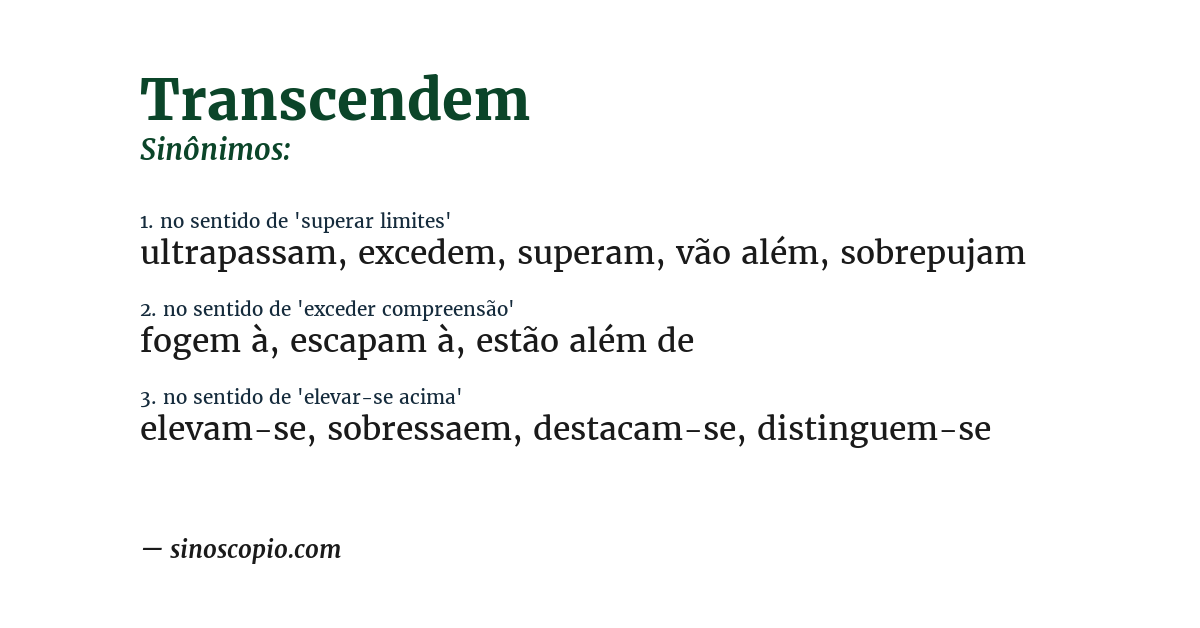 Sinônimo de transcendem