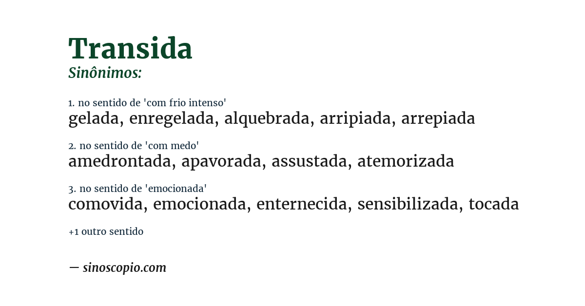 Sinônimo de transida