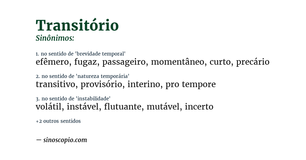 Sinônimo de transitório