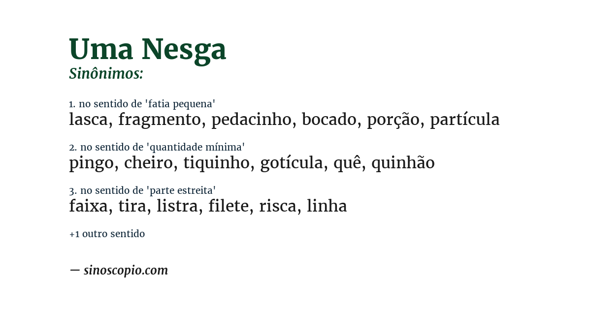 Sinônimo de uma nesga