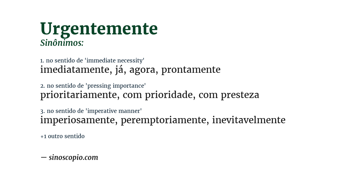 Sinônimo de urgentemente
