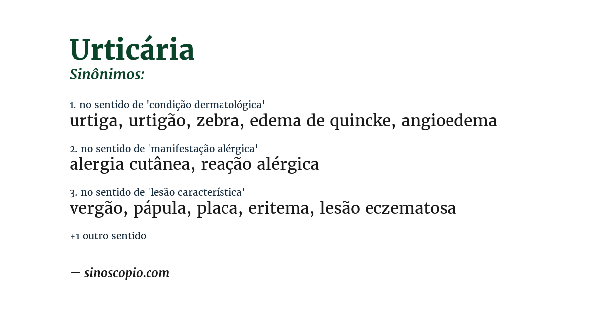 Sinônimo de urticária