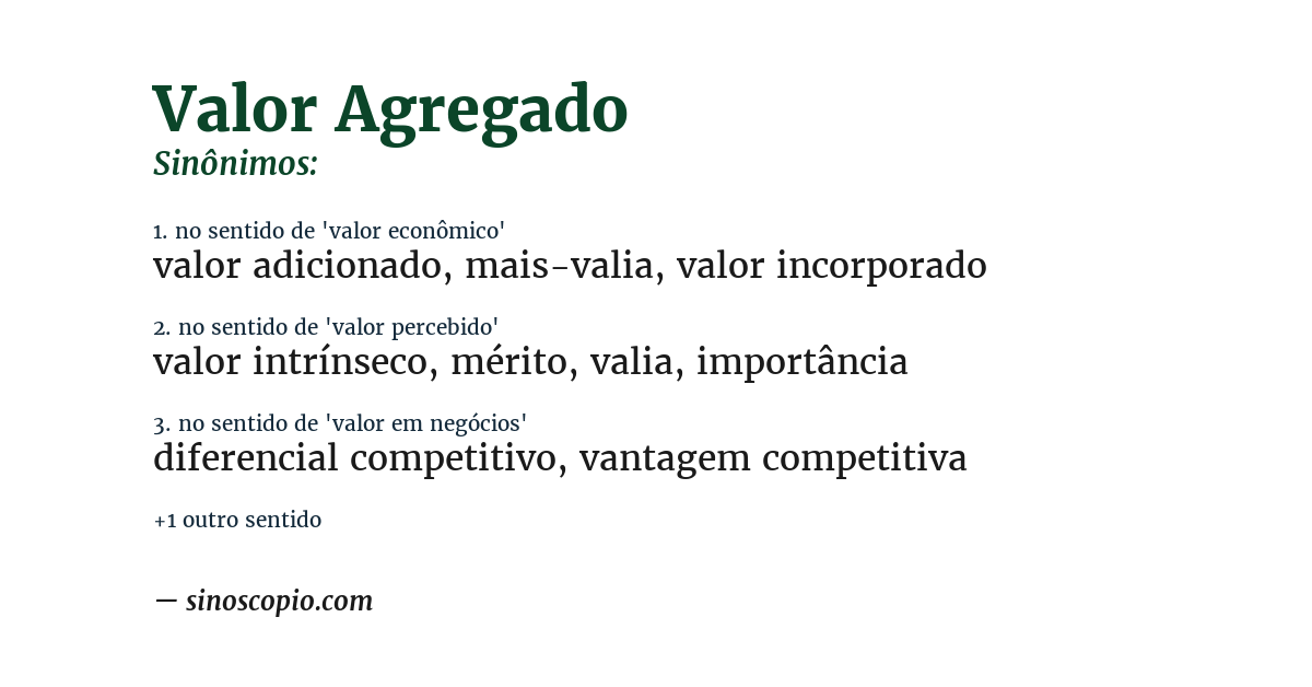 Sinônimo de valor agregado