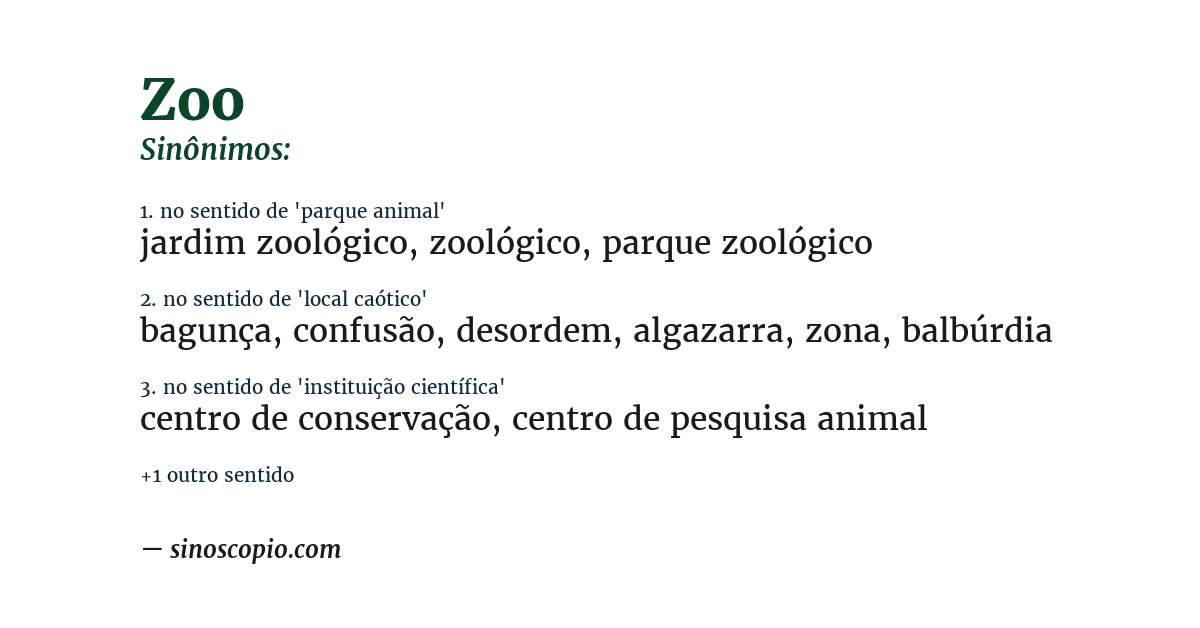 Sinônimo de zoo