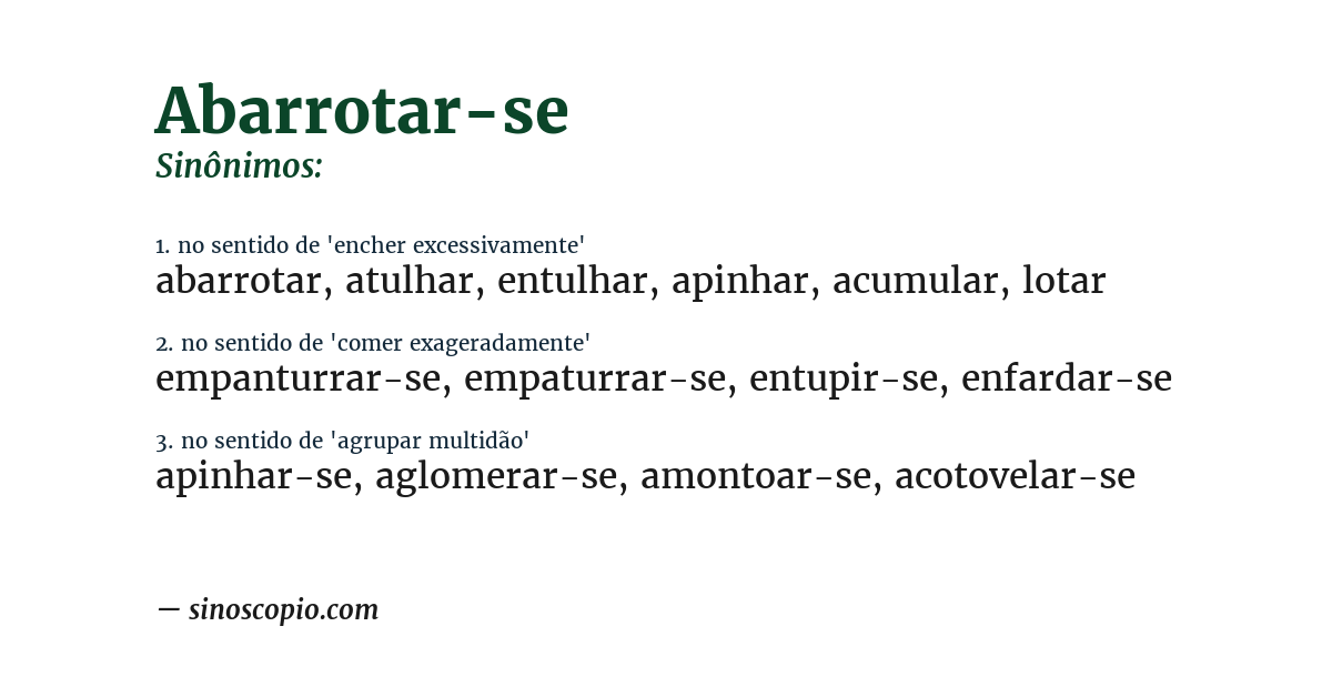 Sinônimo de abarrotar-se