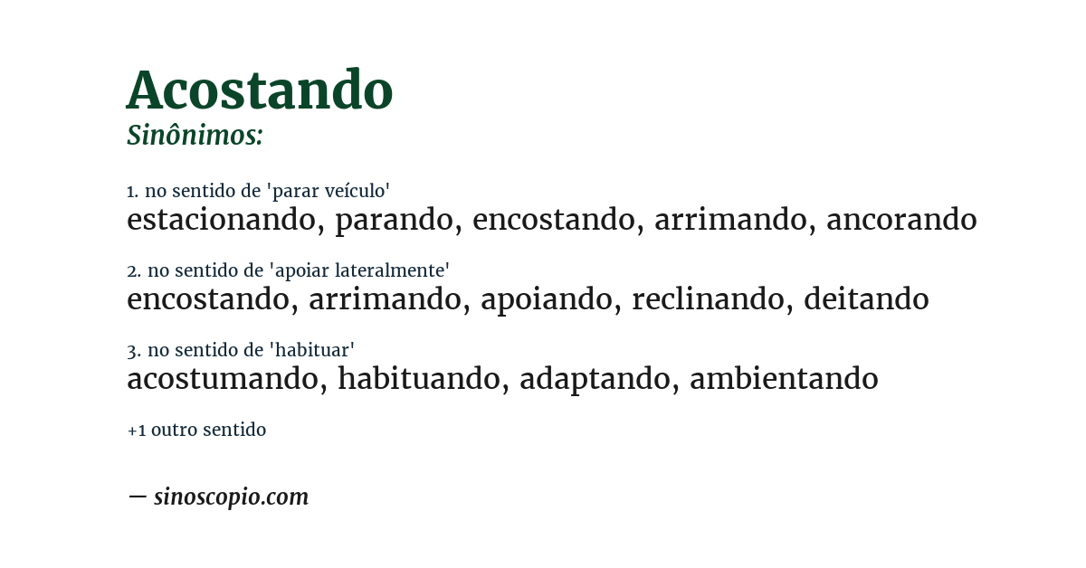 Sinônimo de acostando