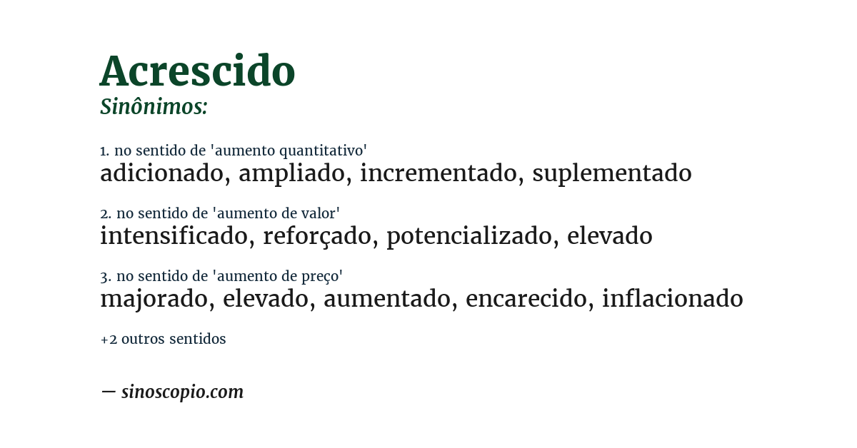 Sinônimo de acrescido