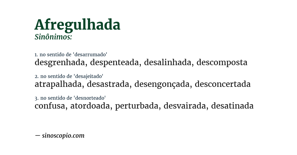 Sinônimo de afregulhada