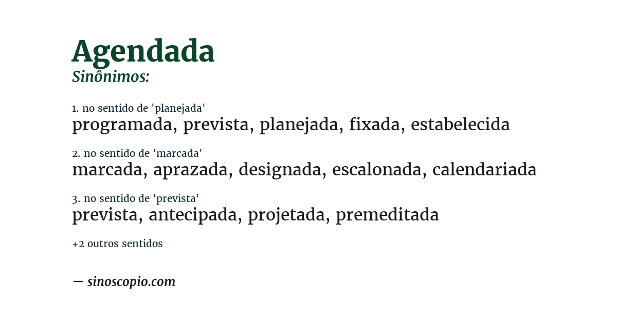 Sinônimo de agendada