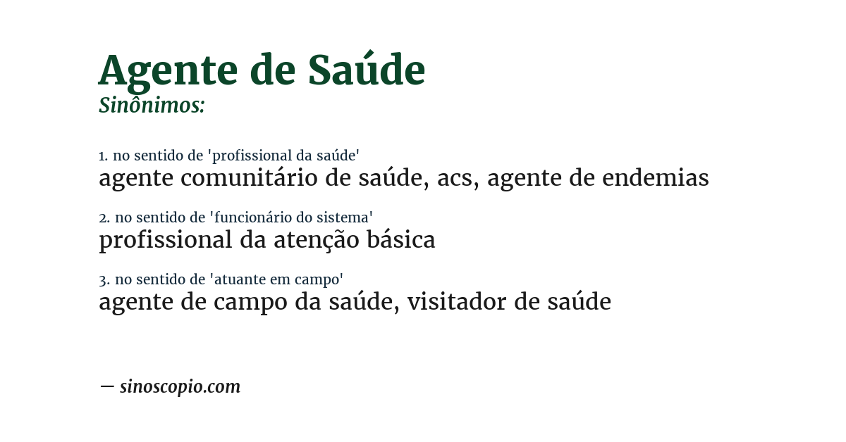 Sinônimo de agente de saúde