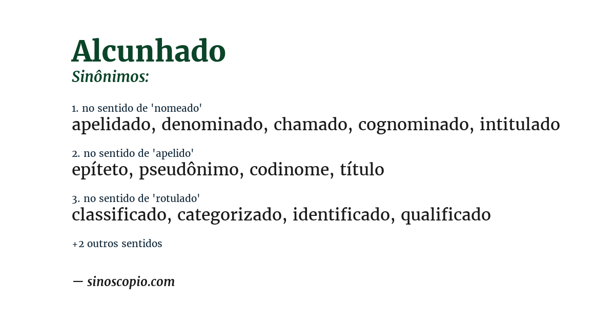 Sinônimo de alcunhado