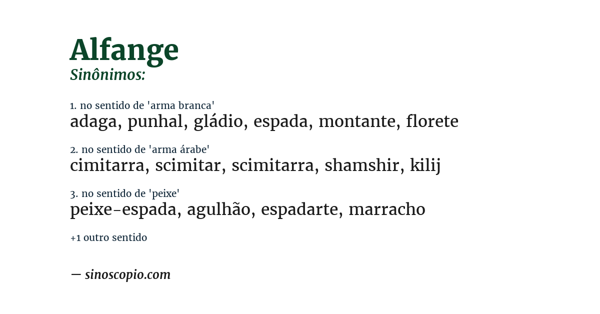 Sinônimo de alfange