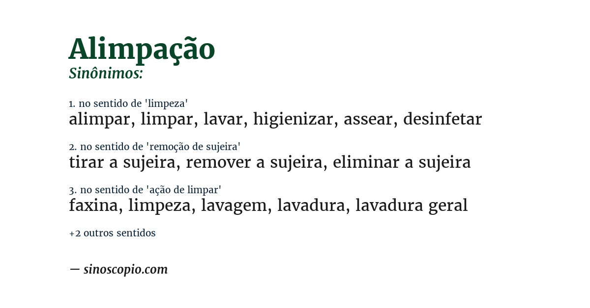 Sinônimo de alimpação