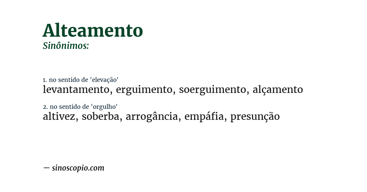 Sinônimo de alteamento