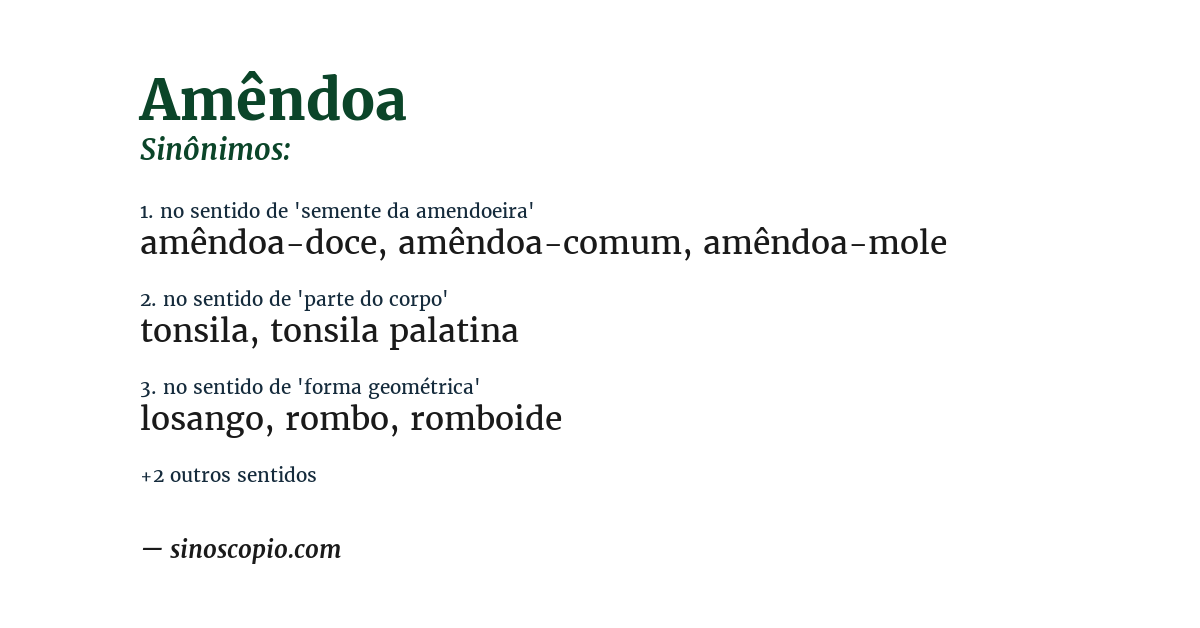 Sinônimo de amêndoa