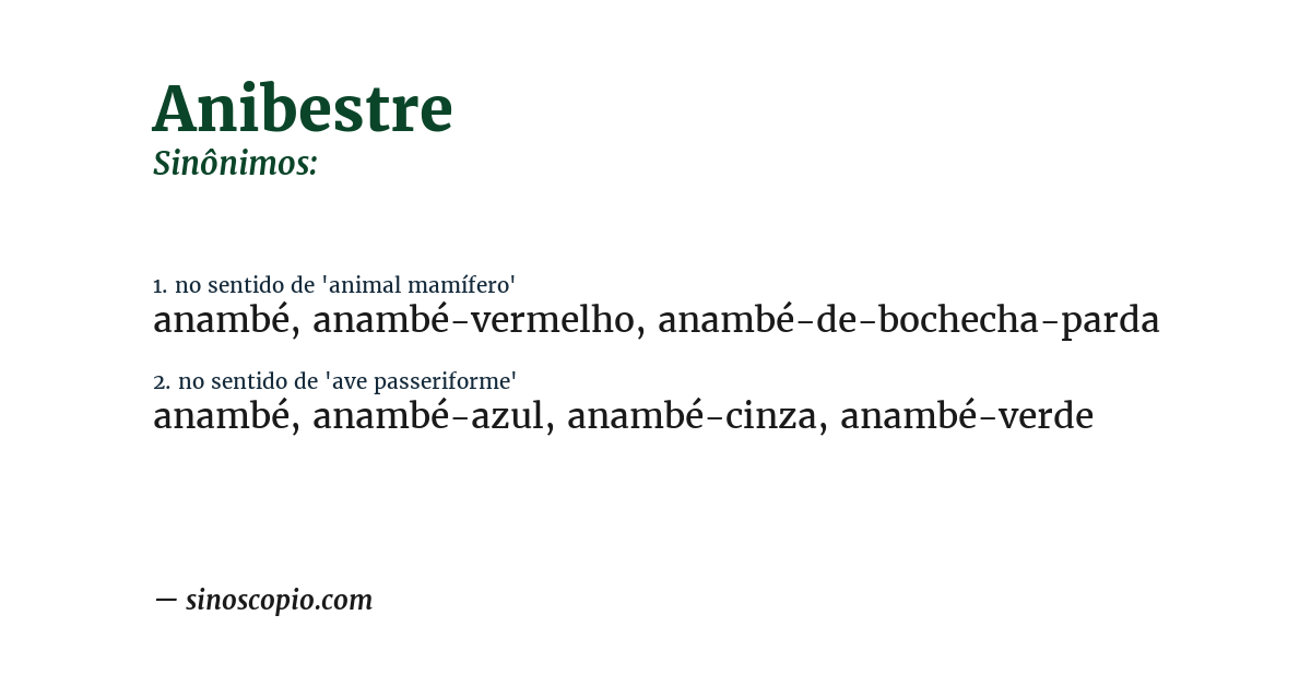 Sinônimo de anibestre