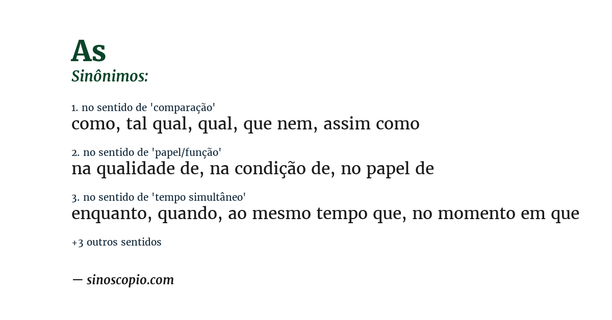 Sinônimo de as