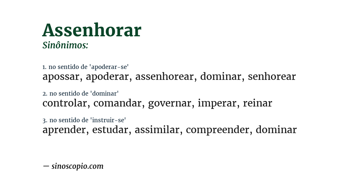 Sinônimo de assenhorar
