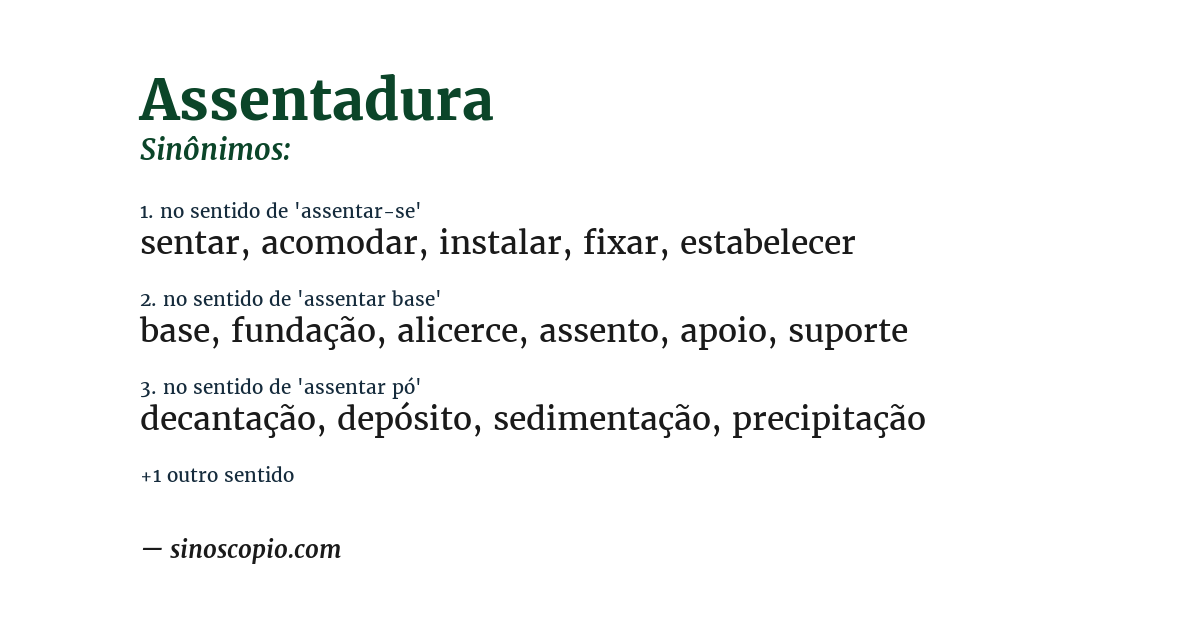 Sinônimo de assentadura