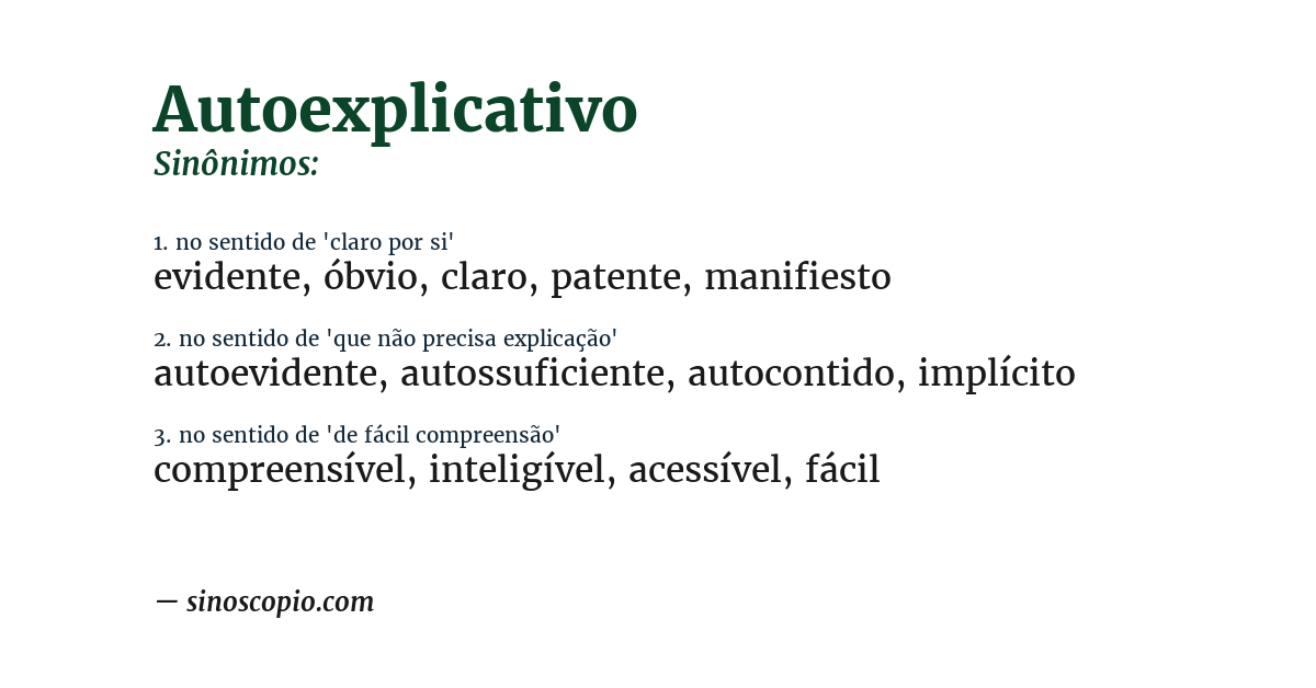 Sinônimo de autoexplicativo