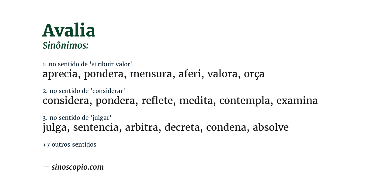 Sinônimo de avalia