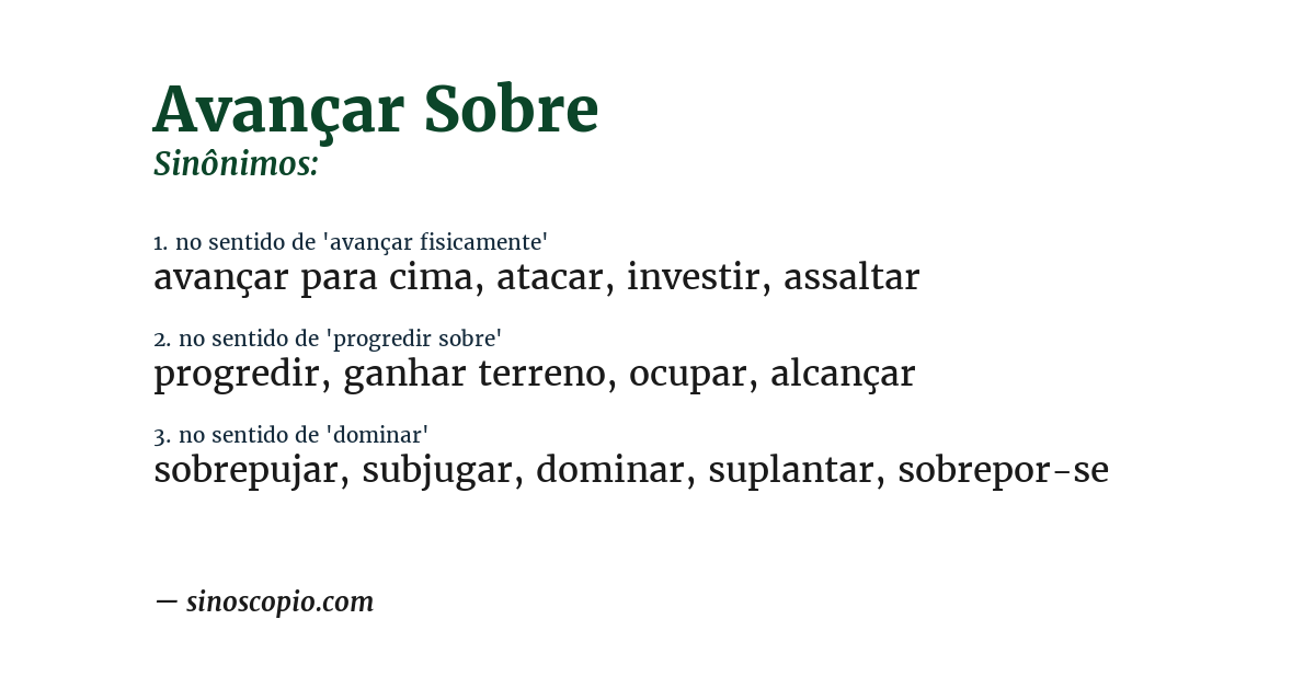 Sinônimo de avançar sobre