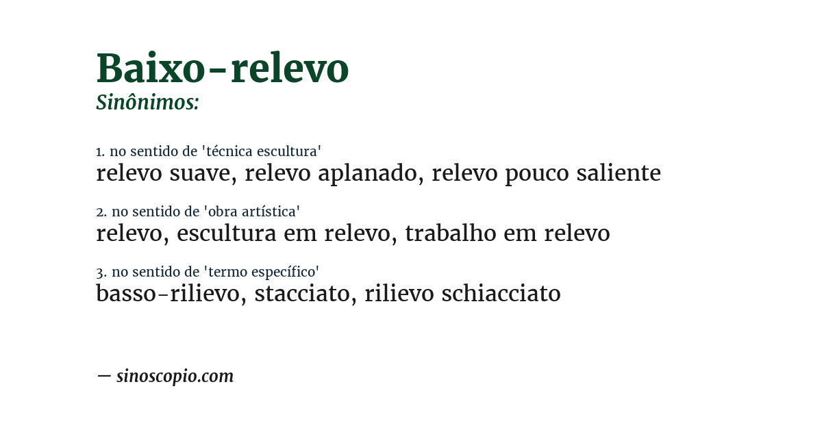 Sinônimo de baixo-relevo
