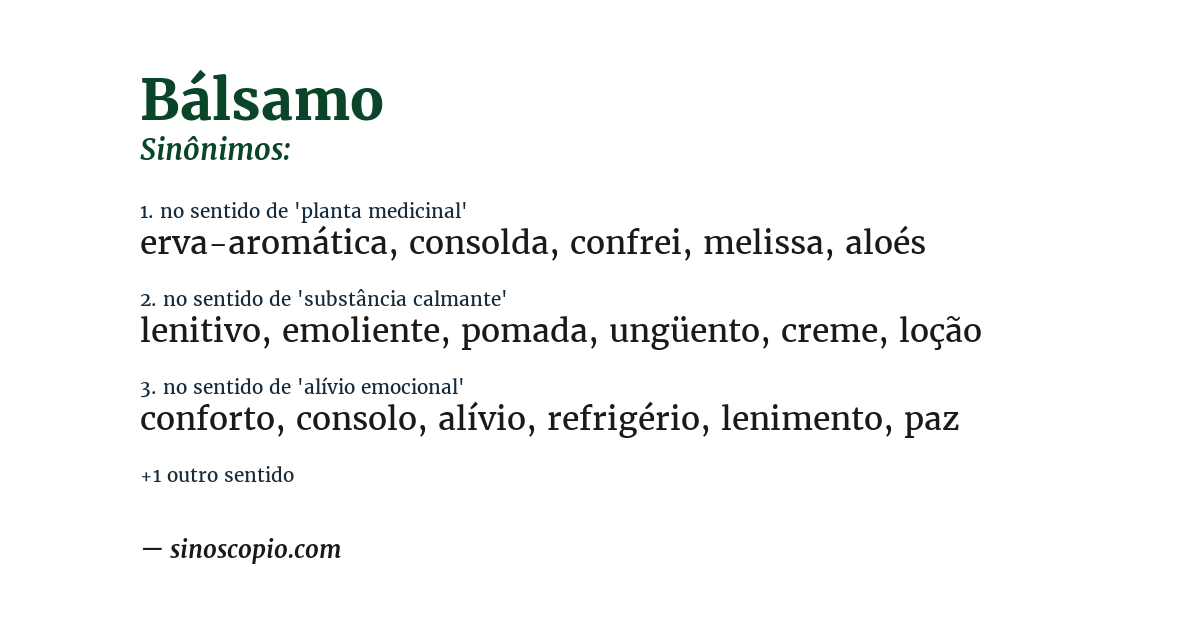 Sinônimo de bálsamo