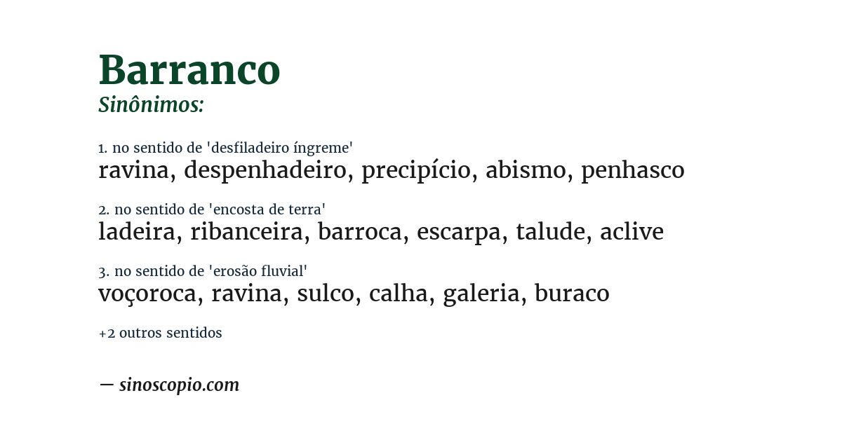 Sinônimo de barranco