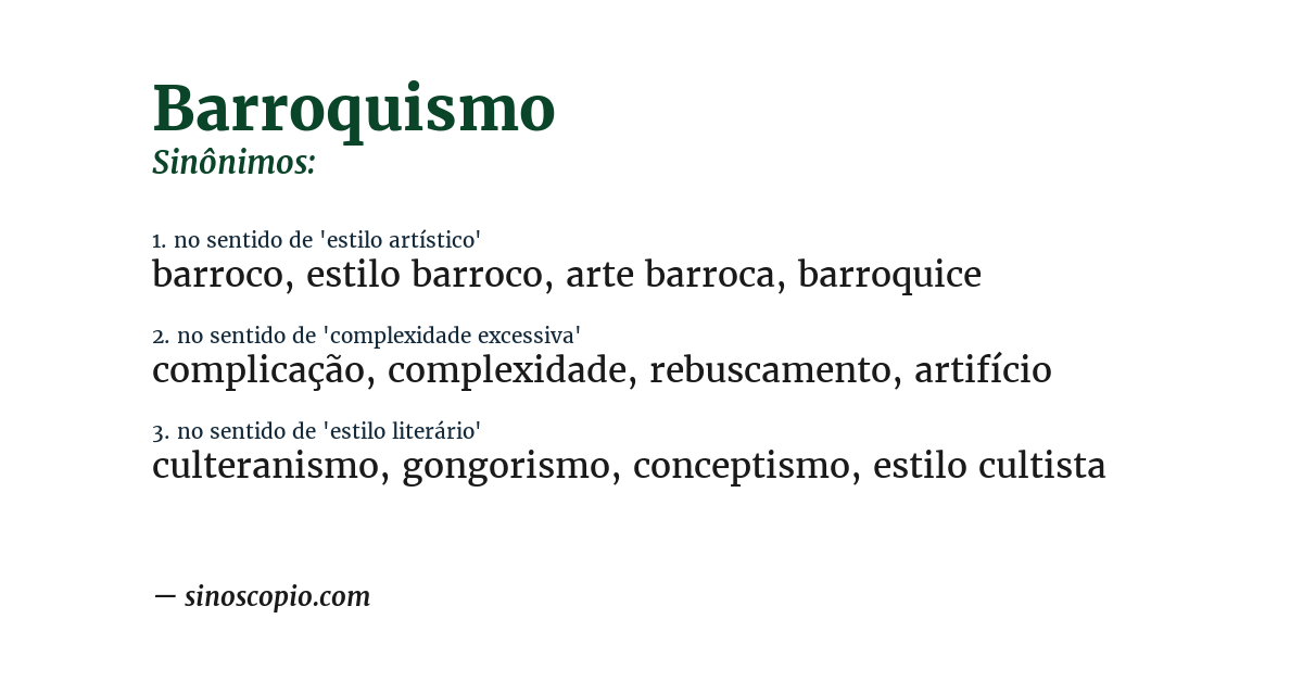 Sinônimo de barroquismo