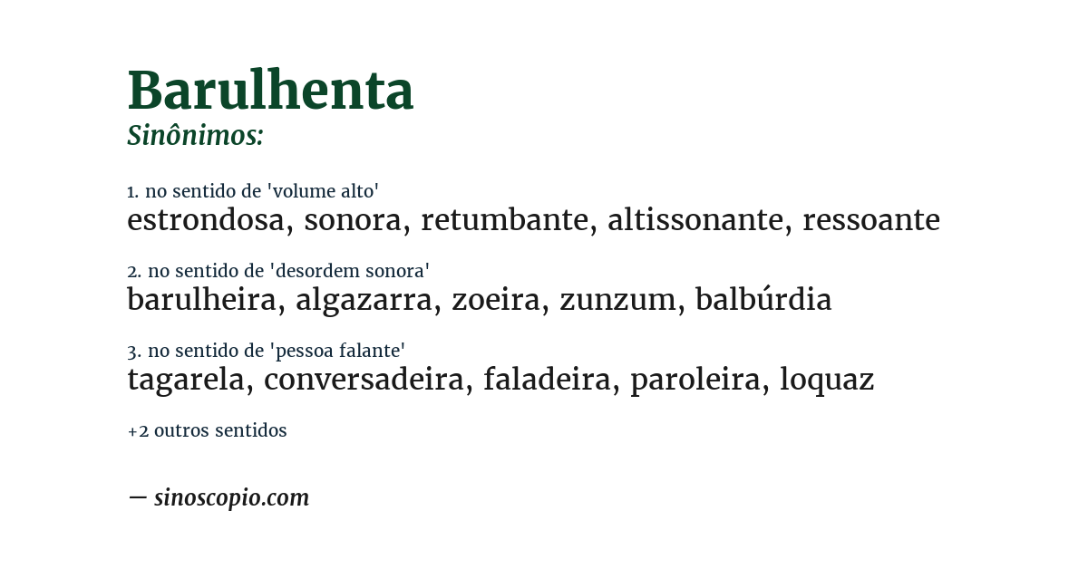Sinônimo de barulhenta