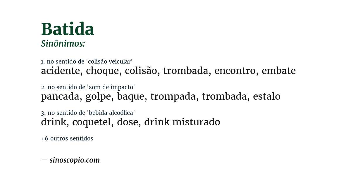 Sinônimo de batida